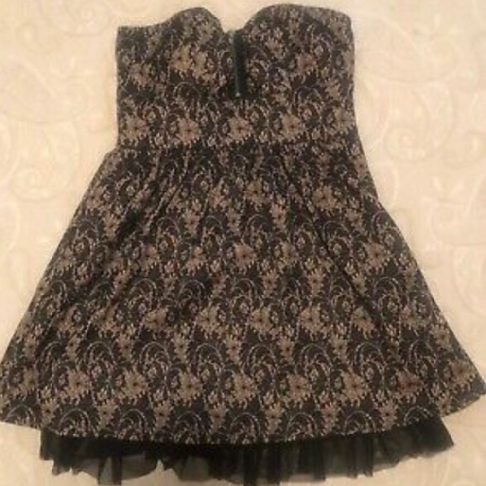 6degrees black and nude strapless dress